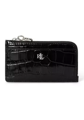 Croc-Embossed Leather L-Zip Card Case by Ralph Lauren