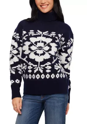 Jacquard Turtleneck Sweater by Karen Kane