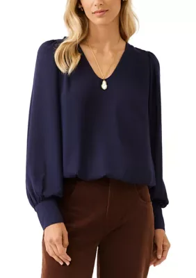 Puff Sleeve V-Neck Top by Karen Kane