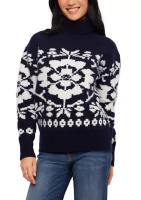 Jacquard Turtleneck Sweater by Karen Kane