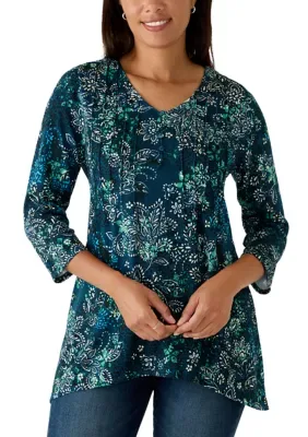 3/4 Sleeve Hacci Sharkbite Top