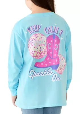 Long Sleeve Keep Calm & Sparkle on Graphic T-Shirt by Benny & Belle