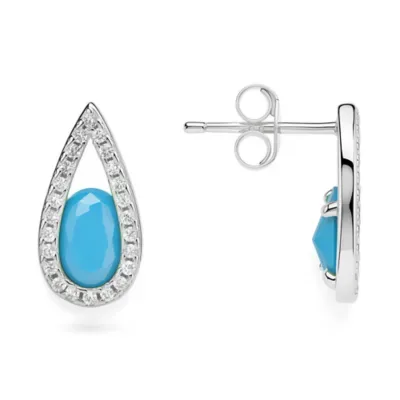 Sterling Silver Turquoise Tear Drop Stud Earrings by Kylie Harper