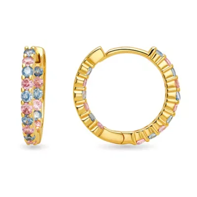 Sterling Silver 17mm Multi-Color Inside Out CZ Hoop Earrings by Kylie Harper