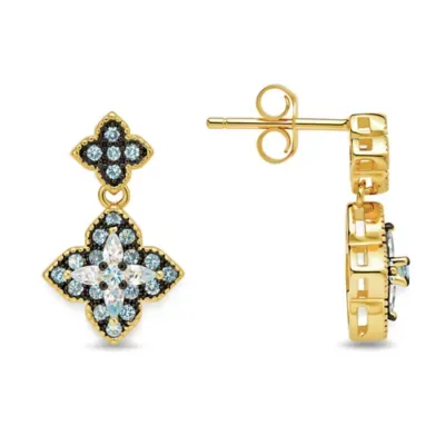 Sterling Silver London Blue CZ Clover Drop Earrings by Kylie Harper