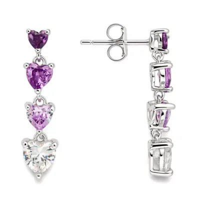 Sterling Silver Graduating Heart Drop Earrings by Kylie Harper
