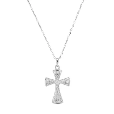 Sterling Silver Vintage CZ Cross Pendant by Kylie Harper