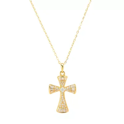 Sterling Silver Vintage CZ Cross Pendant