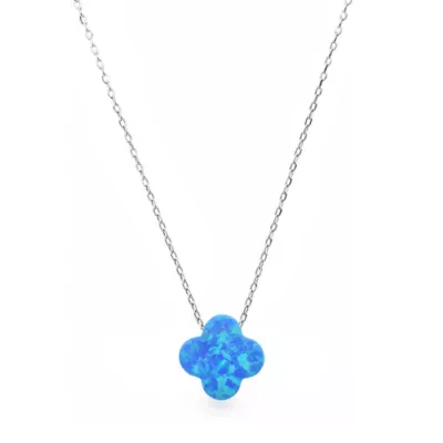 Sterling Silver Opal Clover Necklace