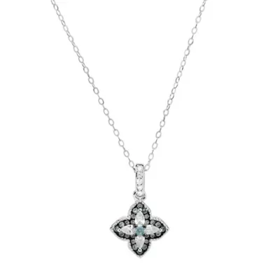 Sterling Silver London Blue CZ Clover Drop Pendant by Kylie Harper