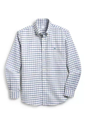 Stretch Non-Iron Cotton-Oxford Polo Button-Down Check Sport Shirt by Brooks Brothers