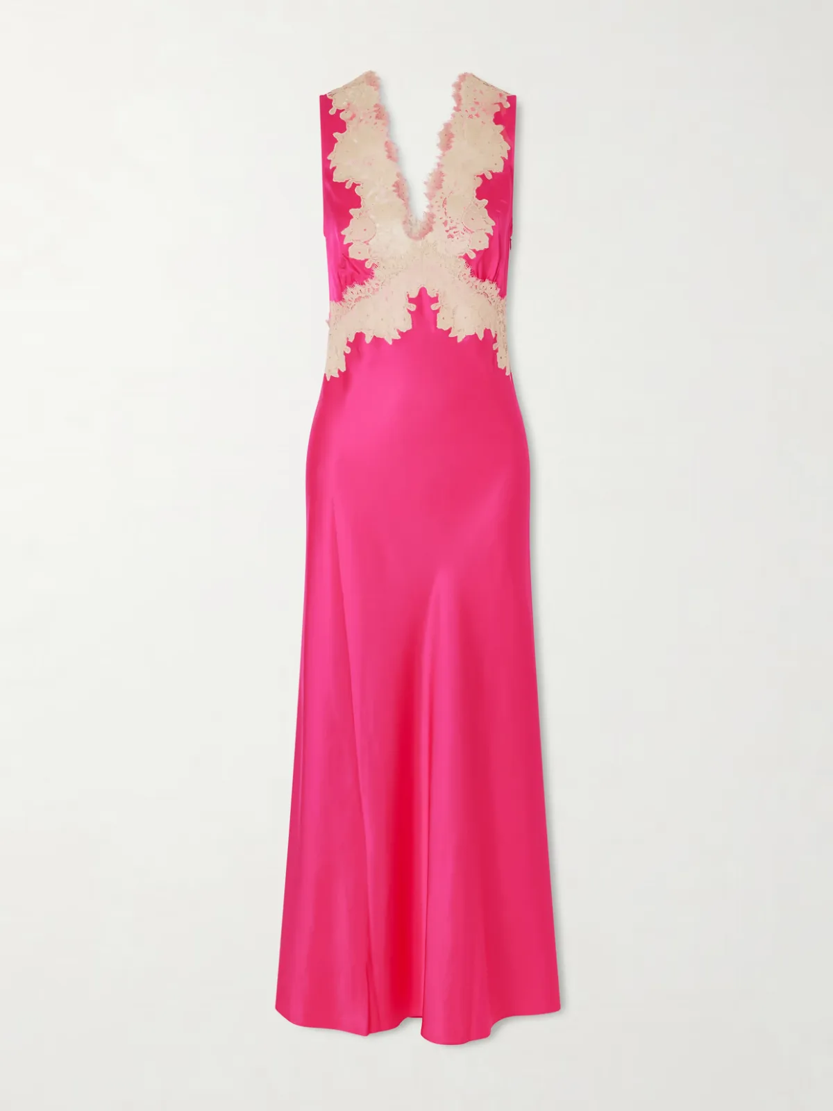 - Lysandra Lace-trimmed Satin Midi Dress -