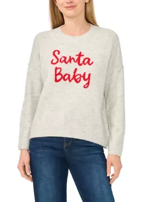 Long Sleeve Santa Baby Crew Neck Sweater by CeCe