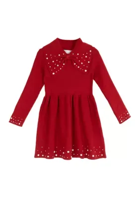 Pearl Sweater Dress with Bow by Rare Editions