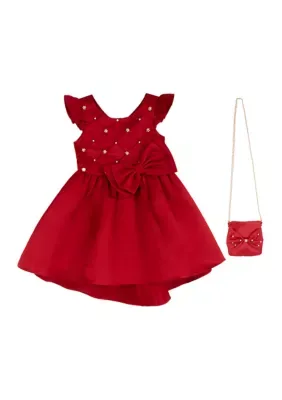 Cap Sleeve Pearl Dress with Bow by Rare Editions