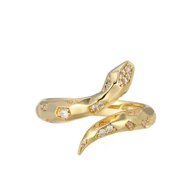Created White Sapphire Snake Ring in 18k Gold Plated Sterling Silver by Aurealis