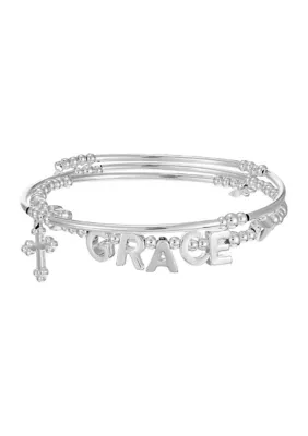 Fine Silver Plated Grace Inspirational Adjustable Bracelet by Wonderly