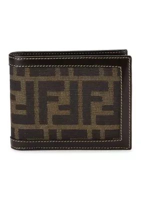 Fendi Leather Trim Bifold Wallet Zucca by What Goes Around Comes Around