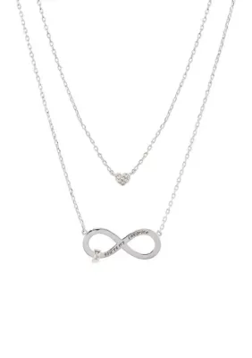 Plated Duo Heart & Infinity Inspirational Necklace Set, 16 In by Wonderly