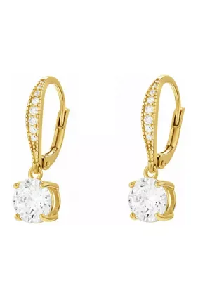 Fine Plated Pav Cubic Zirconia Lever Back Drop Earrings by Belk Silverworks