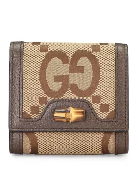 Gucci Monogram Jumbo GG Textured Dollar Calfskin Diana Compact Wallet by What Goes Around Comes Around