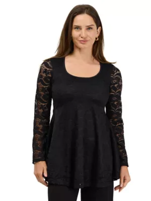 Elevate Lace Long Sleeve Scoop Neck Tunic Top