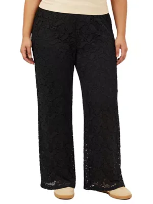 Elevate Lace Elastic Waist Wide Leg Pants by 24seven Comfort Apparel