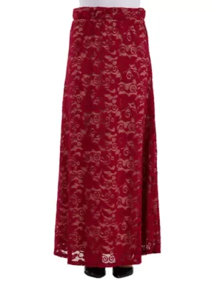 Elevate Elegant Lace Elastic Waist Maxi Skirt by 24seven Comfort Apparel