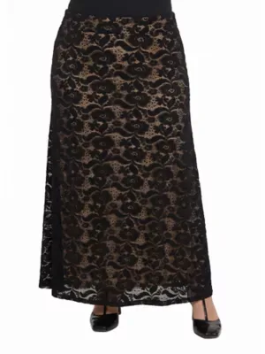 Elevate Elegant Lace Elastic Waist Maxi Skirt by 24seven Comfort Apparel