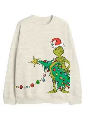 The Grinch Xmas Tree Graphic Crew Fleece Sweatshirt by Dr Seuss the Grinch