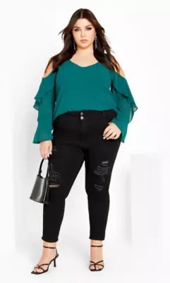 Hi Lo Cold Shoulder Top by City Chic