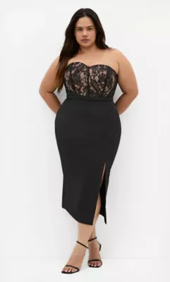 Perfect Date Strapless Lace Dress by City Chic