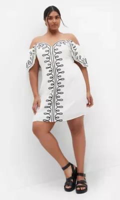Hana Ruffle Embroidered Dress by City Chic