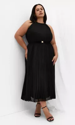 Ruby Halter Pleated Midi Dress by City Chic