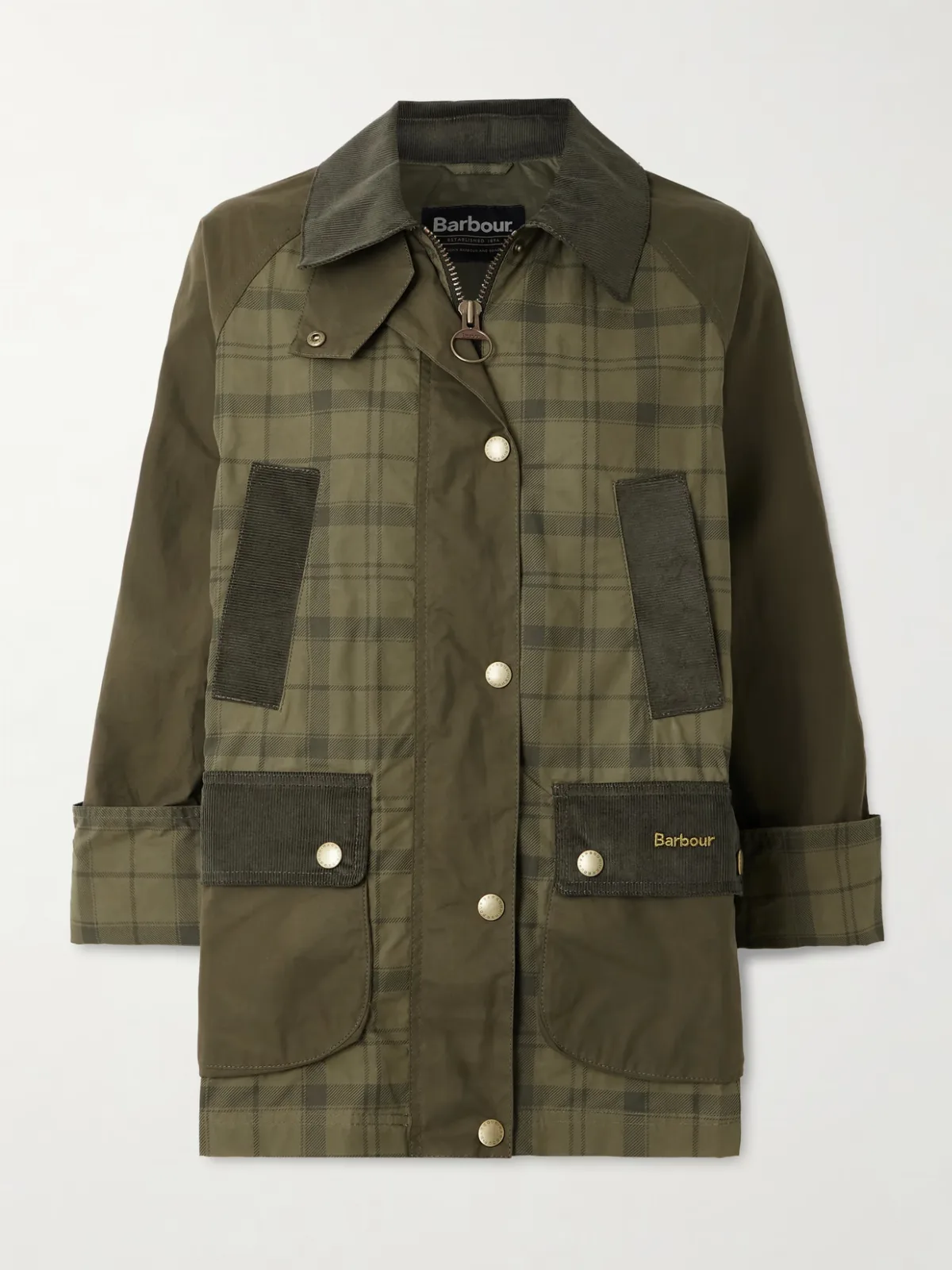 - Beadnell Corduroy-trimmed Checked Cotton Jacket - by Barbour