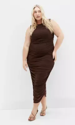 Halo Ruched Midi Dress by City Chic