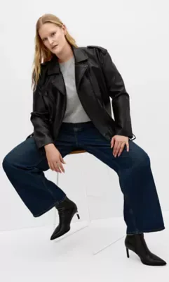 Julie Faux Leather Zip Biker Jacket by City Chic