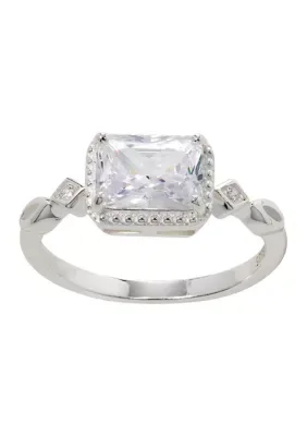 Sterling Silver Clear Rectangle Gemotic Band Ring by Belk Silverworks