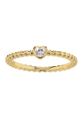 Over Sterling Silver Clear Cubic Zirconia Heart Rope Band Ring by Belk Sterling Silver