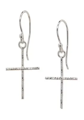 Sterling Cross Linear Fish Hook Drop Earrings by Belk Sterling Silver