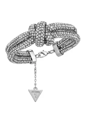 Crystal Multi-Row Silver-Tone Line Bracelet, 8 In by GUESS