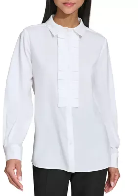 KARL Lagerfeld PARIS Pleat Front Ruffle Collared Blouse by Karl Lagerfeld