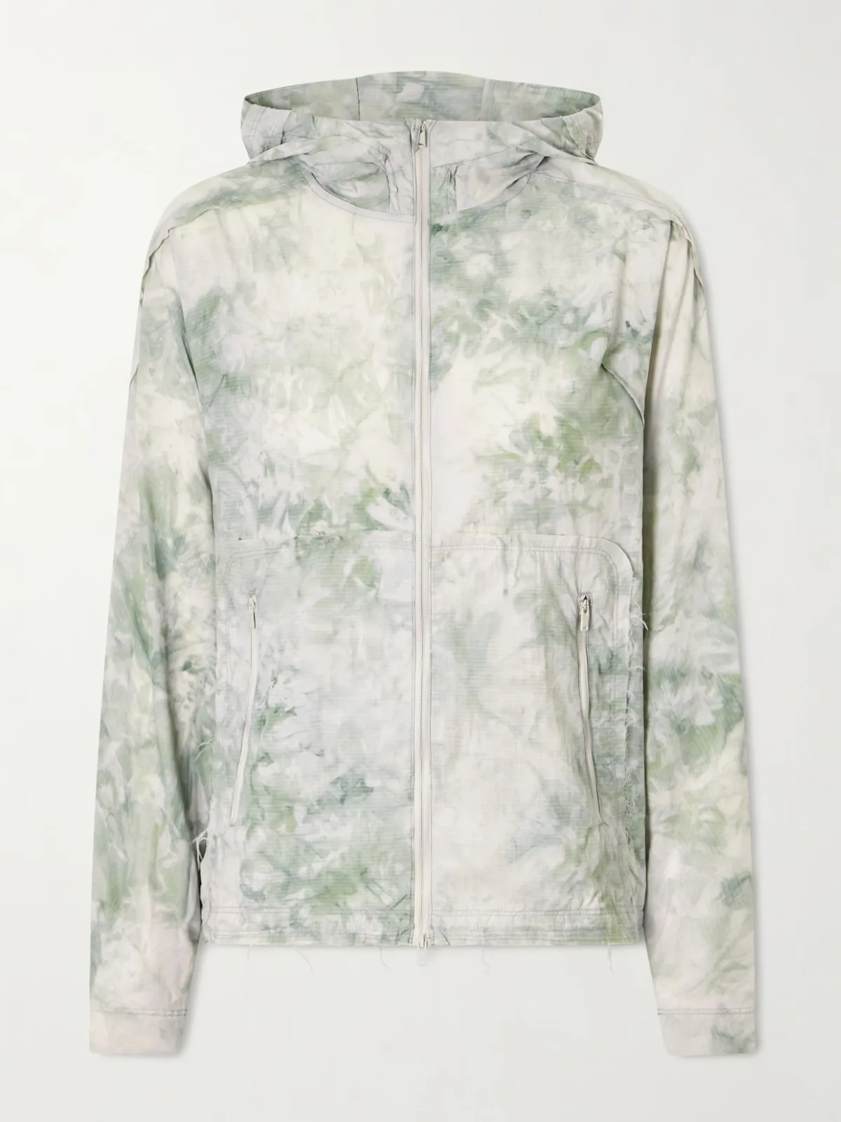 - + Y-3 Printed Frayed Lightweight Hooded Jacket -