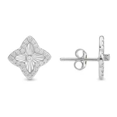 Sterling Silver Fluted Clover Stud Earrings