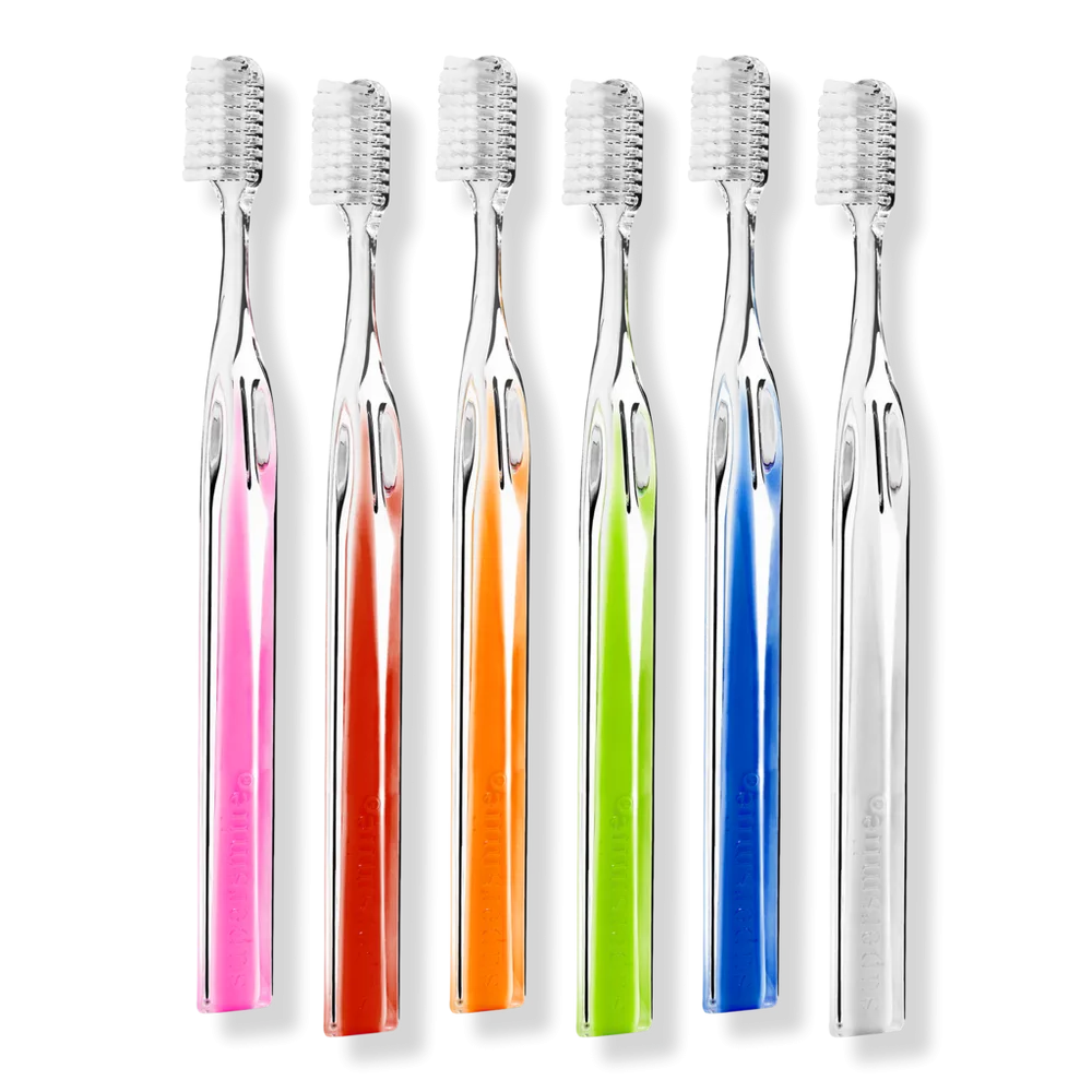 Rainbow 6 Pack Crystal Collection Toothbrushes by Supersmile