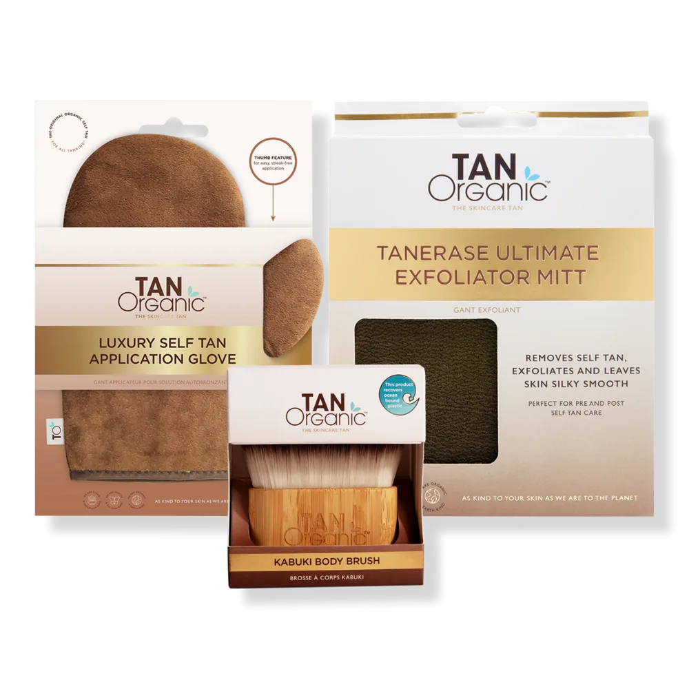 Kabuki Brush + Luxury Glove + Taneraser Mitt by Tanorganic