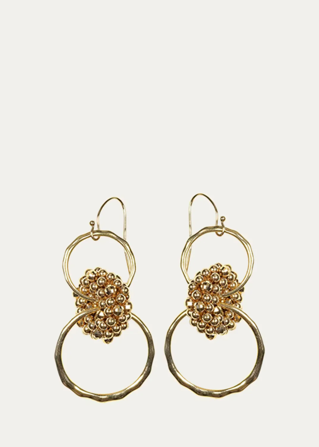 14K Yellow Gold Hoop Earrings with Faceted Gold Details by Meredith Frederick