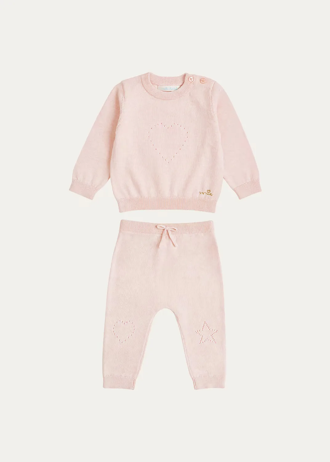 Pointelle Heart Two-Piece Set by Marie-Chantal