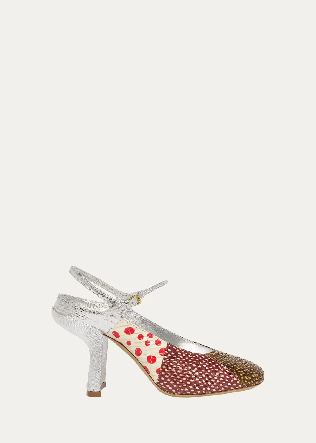 100mm Mixed Printed Leather Pumps by Dries Van Noten