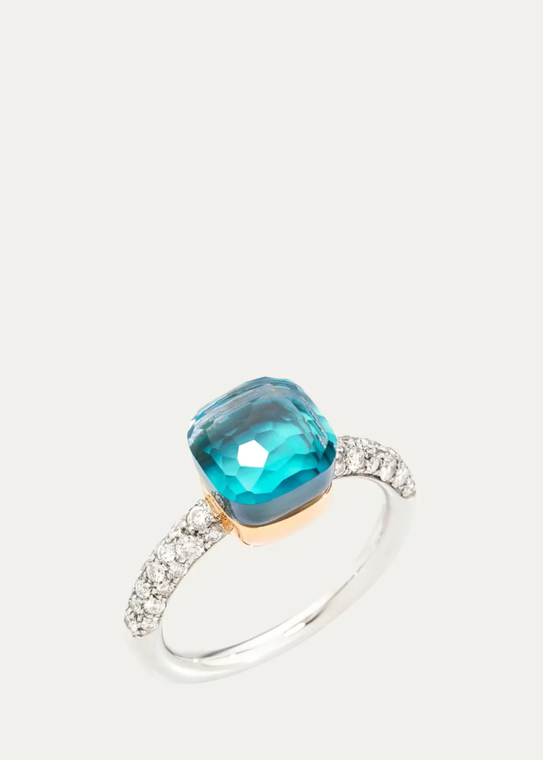 Nudo 18K Two-Tone Gold & Sky Blue Topaz Doublet & Diamond Petite Ring by Pomellato